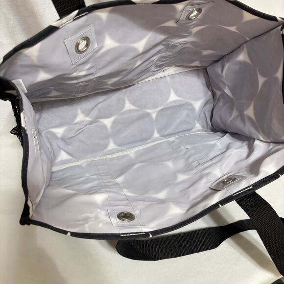 Thirty One Organizing Utility Tote 15 x 10 x 6 Pockets Black White Dots Circles - Picture 4 of 5